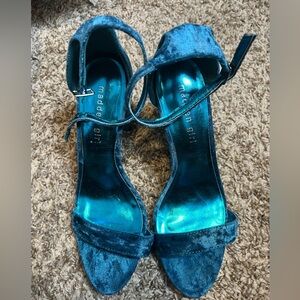 Teal Crushed Velvet Heels